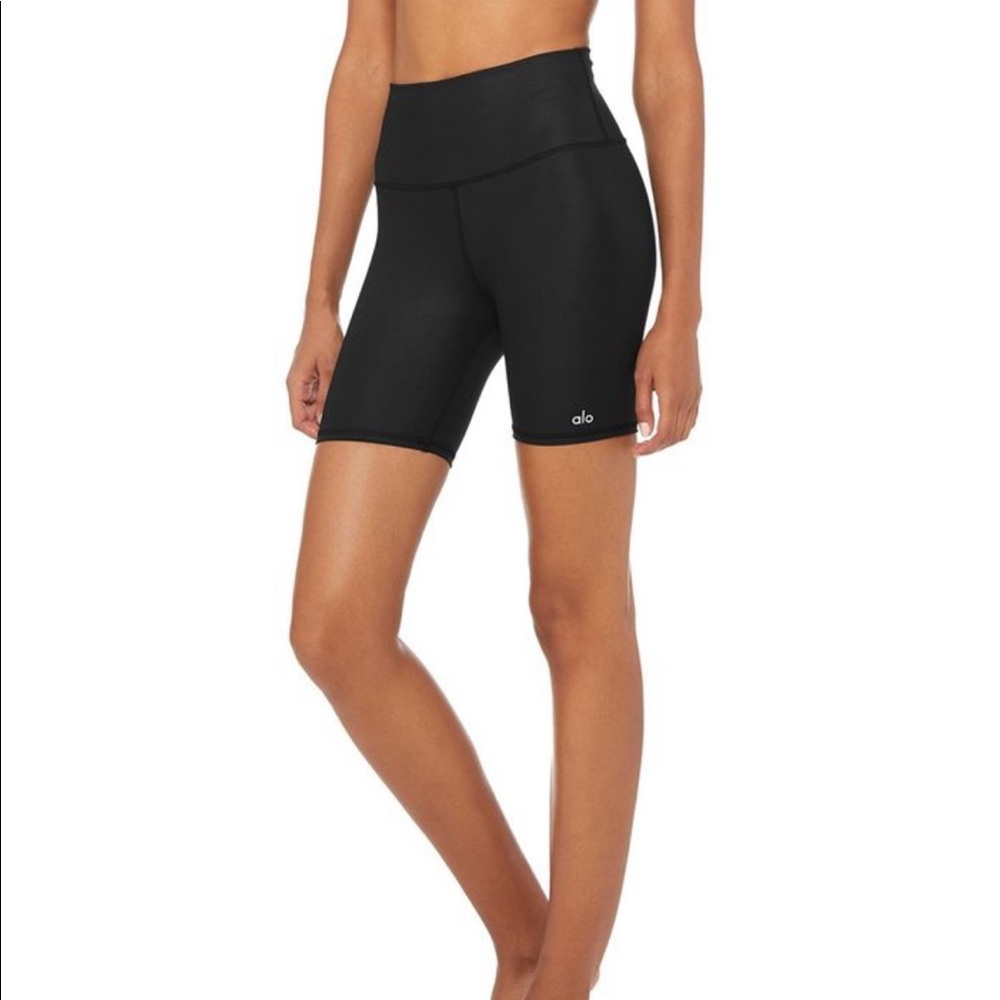 ALO YOGA glossy high waist biker shorts